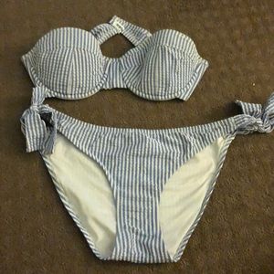 JCrew Seersucker Bikini 34C and Medium 2 piece
